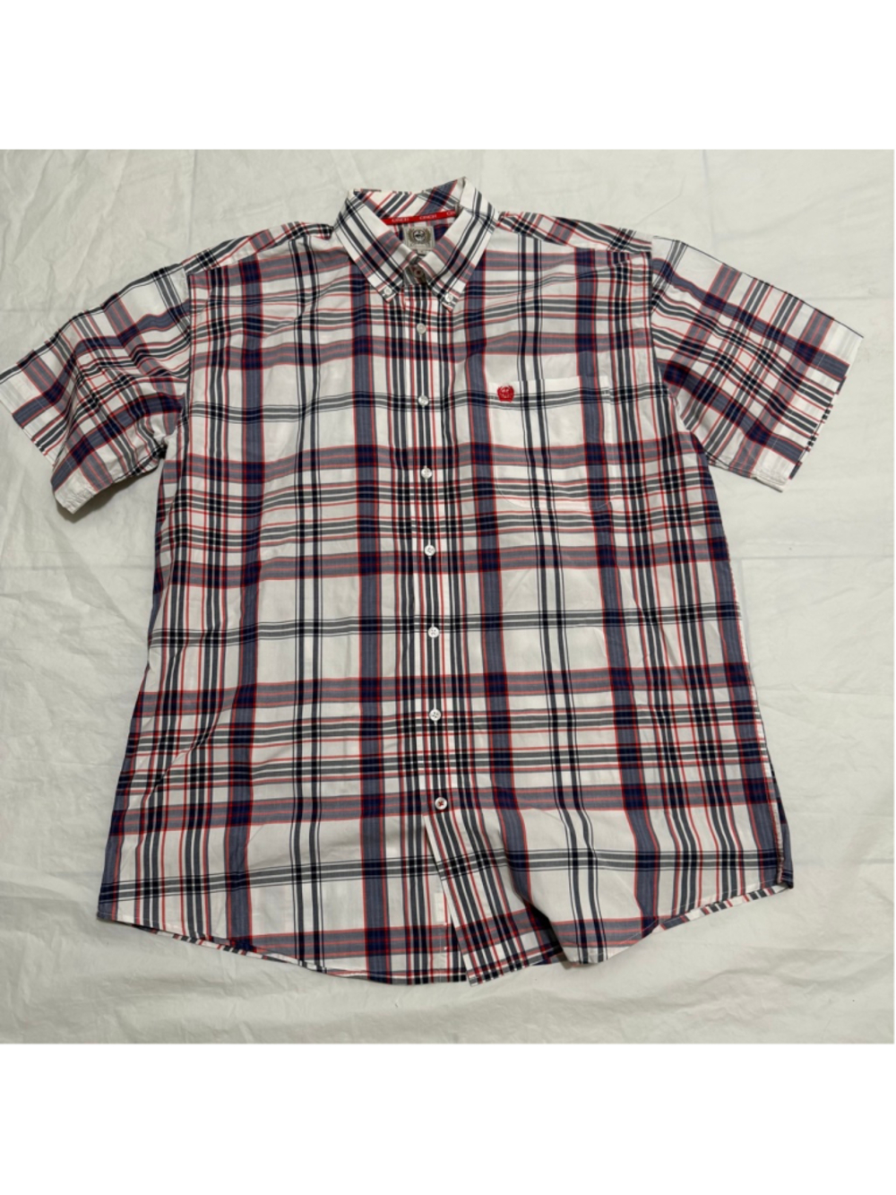Cinch Men’s Short Sleeve Plaid Western Button Down Shirt Size Large